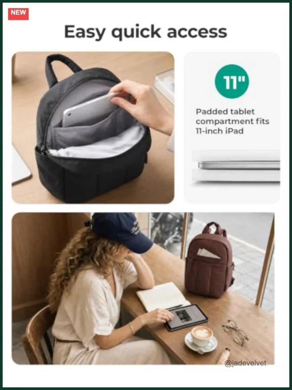 Mini Backpack Purse Lightweight Water-Resistant Tear-Resistant Tablet Pocket